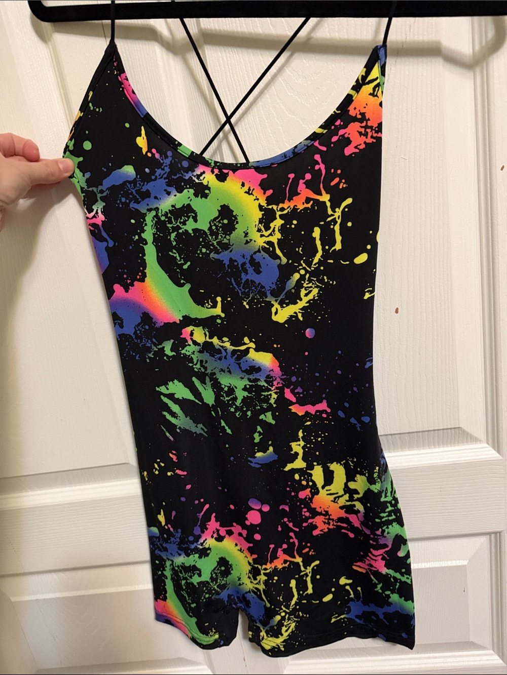 One-Piece Romper with Neon Paint-Splash Print